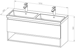 Unterschrank BASIC PLUS 120 mit doppelten Waschbecken