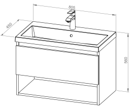 Unterschrank BASIC PLUS 80 mit Waschbecken