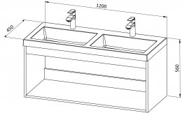 Unterschrank BASIC 120 mit doppelten Waschbecken