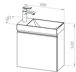 Vanity unit LYRA 50 with basin, L/R